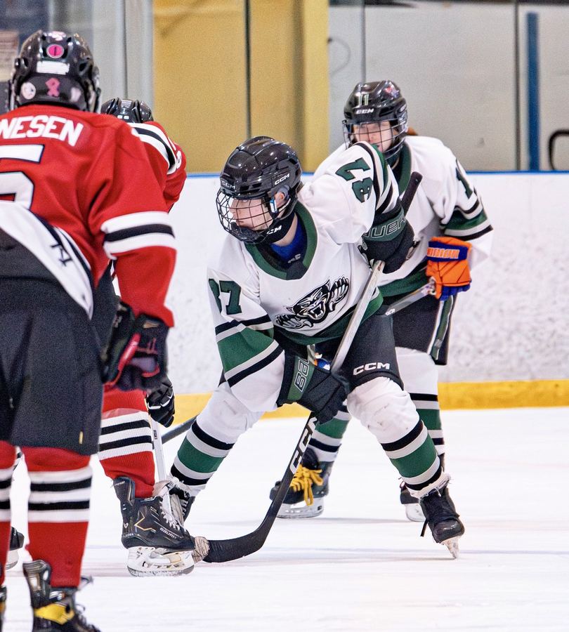 Bella lining up for a faceoff